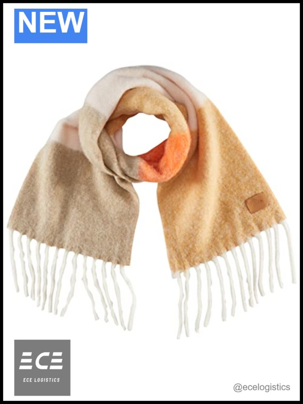 Oversized Brushed Alpaca Striped Scarf Wool Mohair Blend